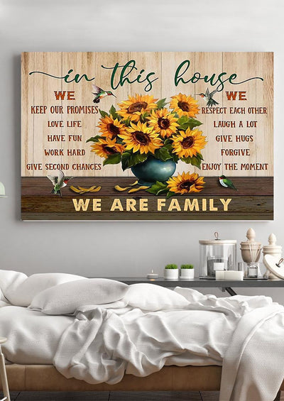In This House We Are Family Inspiration Quote Wall Art For Home Decor Housewarming Framed Prints, Canvas