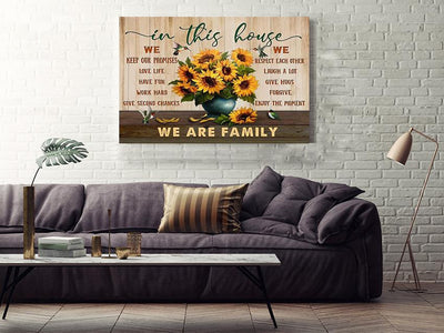 In This House We Are Family Inspiration Quote Wall Art For Home Decor Housewarming Framed Prints, Canvas