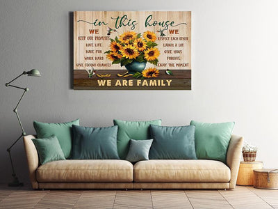 In This House We Are Family Inspiration Quote Wall Art For Home Decor Housewarming Framed Prints, Canvas