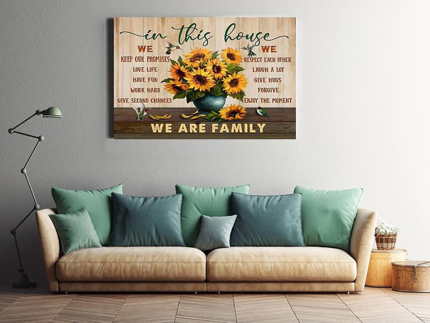 In This House We Are Family Inspiration Quote Wall Art For Home Decor Housewarming Framed Prints, Canvas