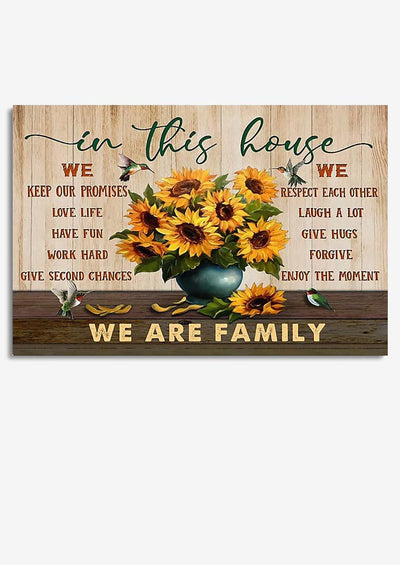 In This House We Are Family Inspiration Quote Wall Art For Home Decor Housewarming Framed Prints, Canvas