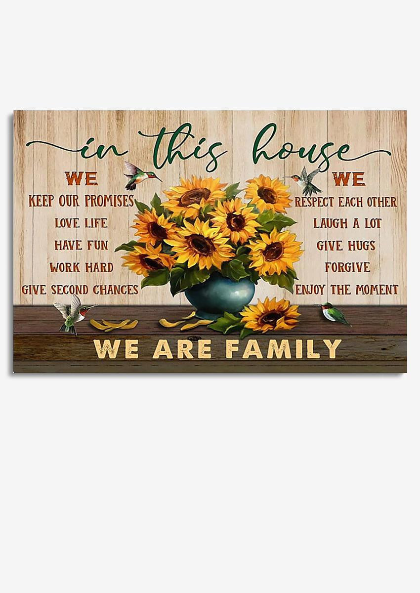 In This House We Are Family Inspiration Quote Wall Art For Home Decor Housewarming Framed Prints, Canvas