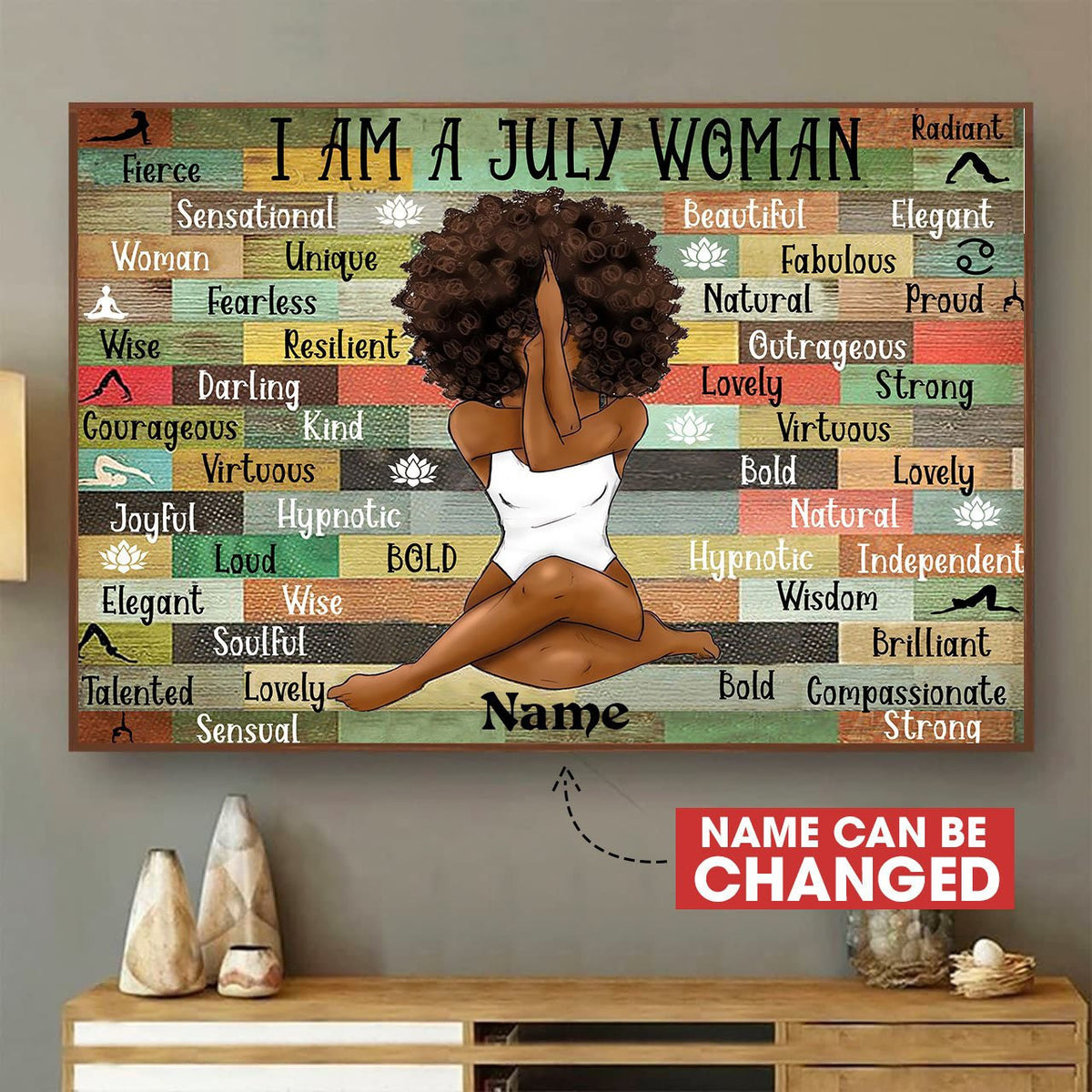 July Black Queen Canvas Personalized Melanin Woman Print Home Decoration Gift Idea Gift Birthday
