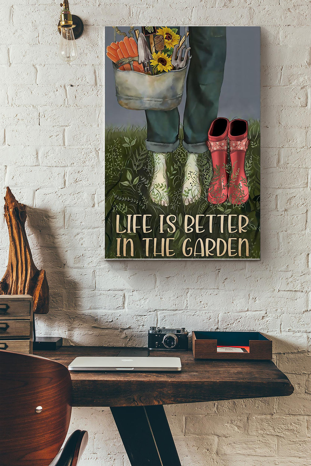 Life Is Better In The Garden Gardening Poster Canvas Gallery Wrapped Canvas Framed Gift Idea