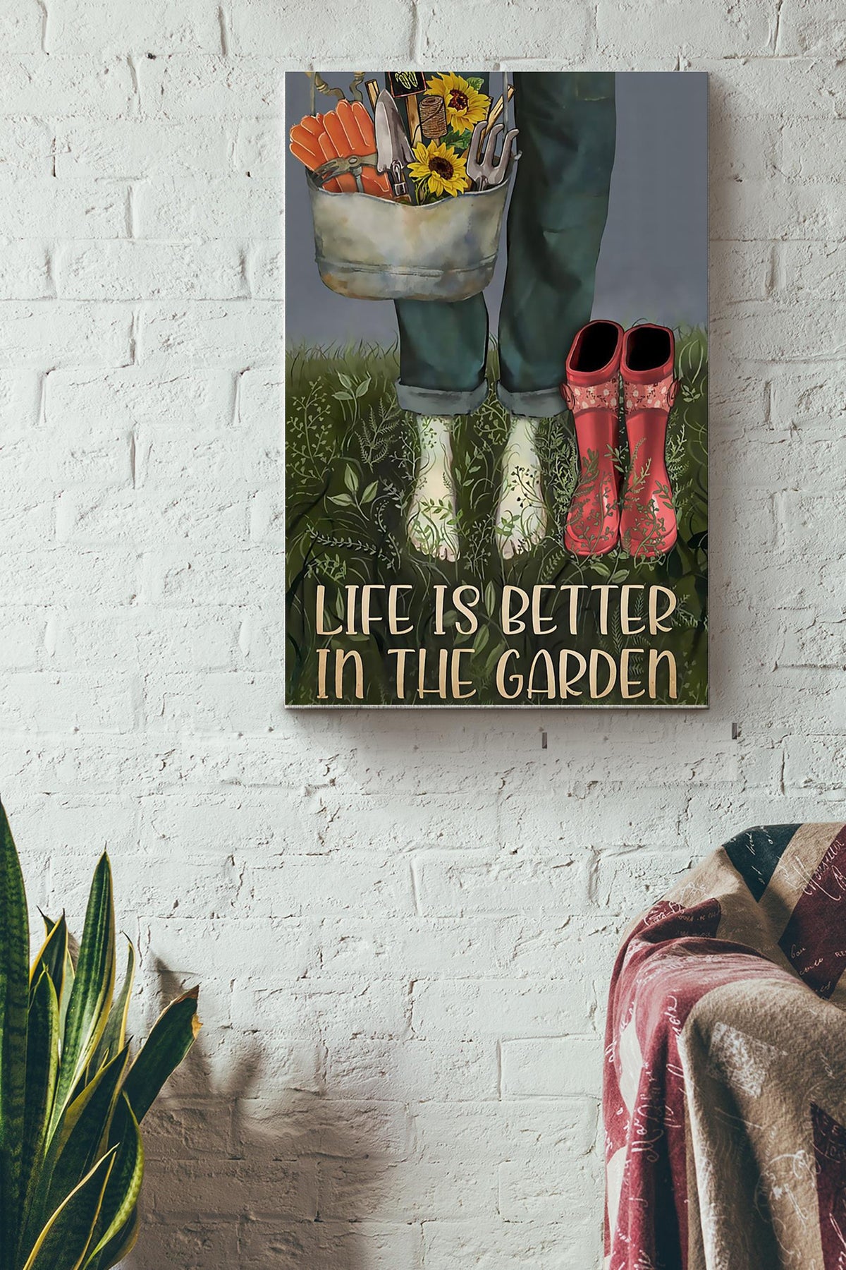 Life Is Better In The Garden Gardening Poster Canvas Gallery Wrapped Canvas Framed Gift Idea