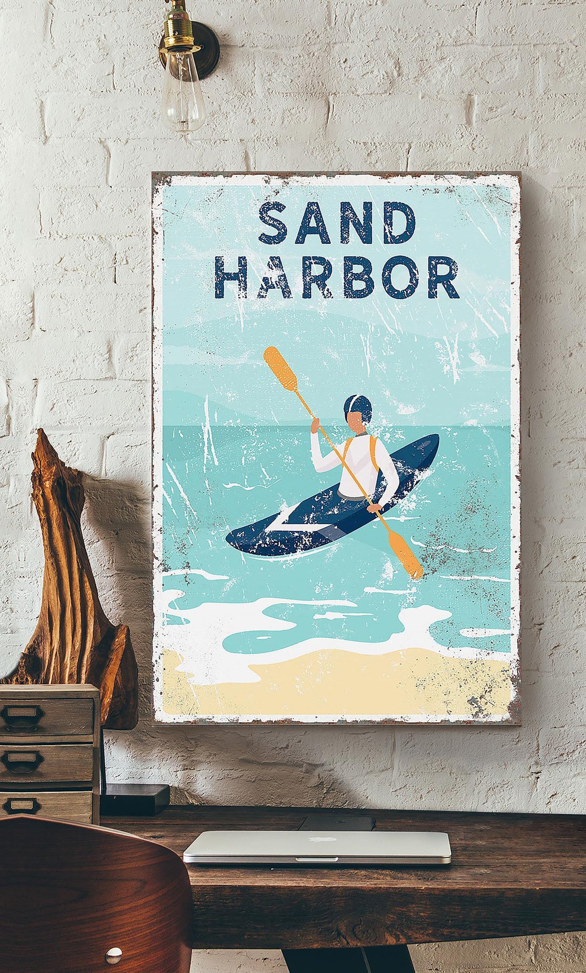 Rowing Sand Harbor Wall Art For Rowing Lover Beach House Decor Birthday Gift Canvas Gallery Wrapped Canvas Framed Gift Idea Framed Prints, Canvas