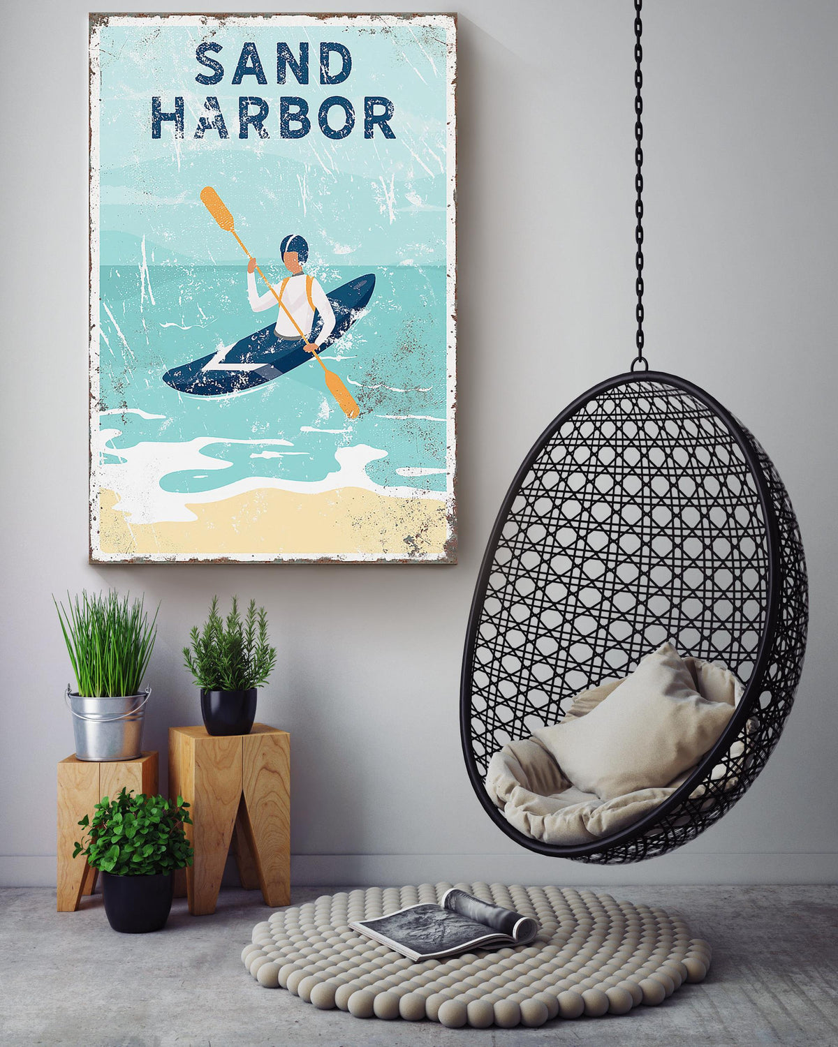 Rowing Sand Harbor Wall Art For Rowing Lover Beach House Decor Birthday Gift Canvas Gallery Wrapped Canvas Framed Gift Idea Framed Prints, Canvas