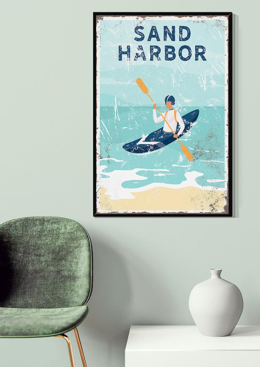 Rowing Sand Harbor Wall Art For Rowing Lover Beach House Decor Birthday Gift Canvas Gallery Wrapped Canvas Framed Gift Idea Framed Prints, Canvas