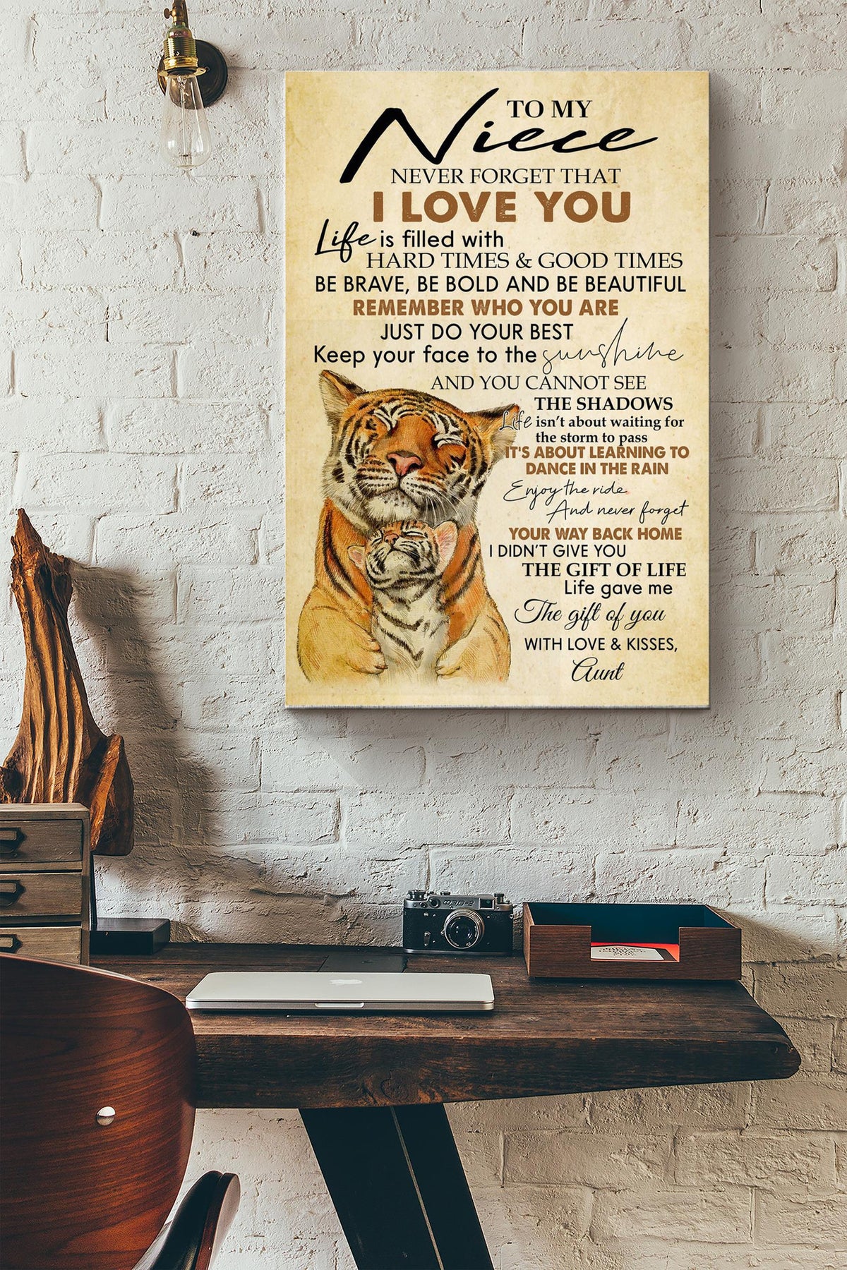 Never Forget That I Love You Poster - Family Wall Art - Gift For Niece Baby Girl Niece Birthday Home Decor Housewarming Canvas Gallery Wrapped Canvas Framed Gift Idea Framed Prints, Canvas