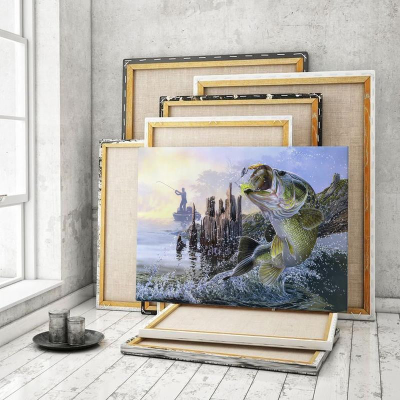 Largemouth Single Canvas Rectangle Fishing Largemouth Bass 03801