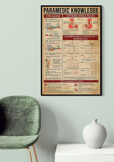 Paramedic Knowledge Wall Art For Nurse Hospital Decor Canvas Gallery Wrapped Canvas Framed Gift Idea Framed Prints, Canvas
