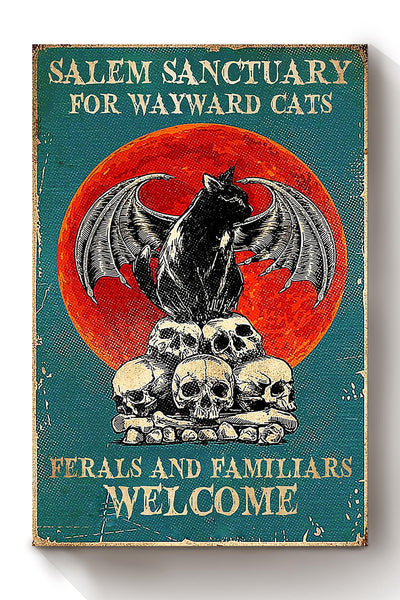 Salem Sanctualy For Wayward Cats Animal Wall Art Gift For Cat Lover International Cat Day Halloween Decor Kid Canvas Framed Prints, Canvas