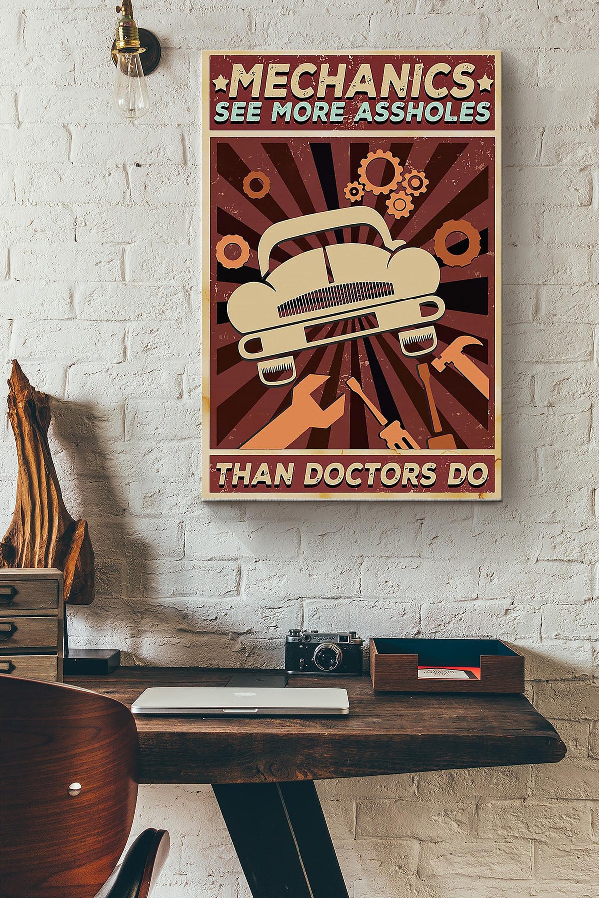 Mechanics See More Assholes Than Doctors Do Mechanic Poster Canvas Gallery Wrapped Canvas Framed Gift Idea
