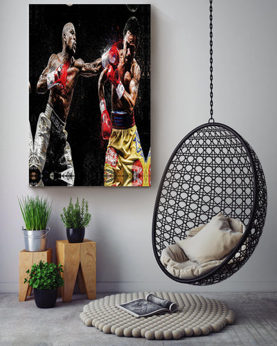 Loyd Mayweather Vs Manny Pacquiao Poster Sport Wall Art Gift For Boxer, Boxing Lover, Loyd Mayweather Fan, Manny Pacquiao Fan Canvas Framed Prints, Canvas