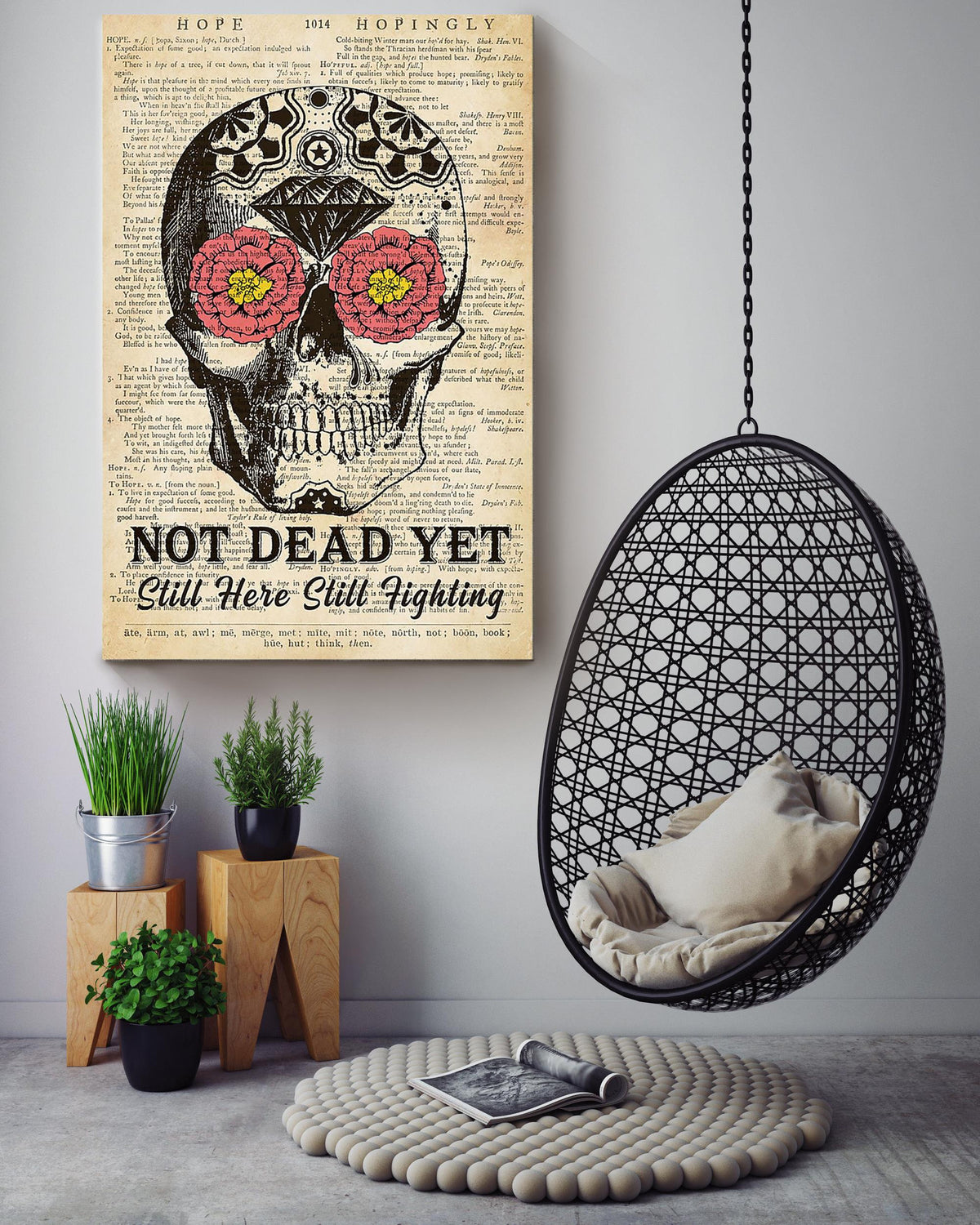 Not Dead Yet Still Here Still Fighting Motivation Wall Art Gift For Home Decor Halloween Decorations Canvas Framed Prints, Canvas