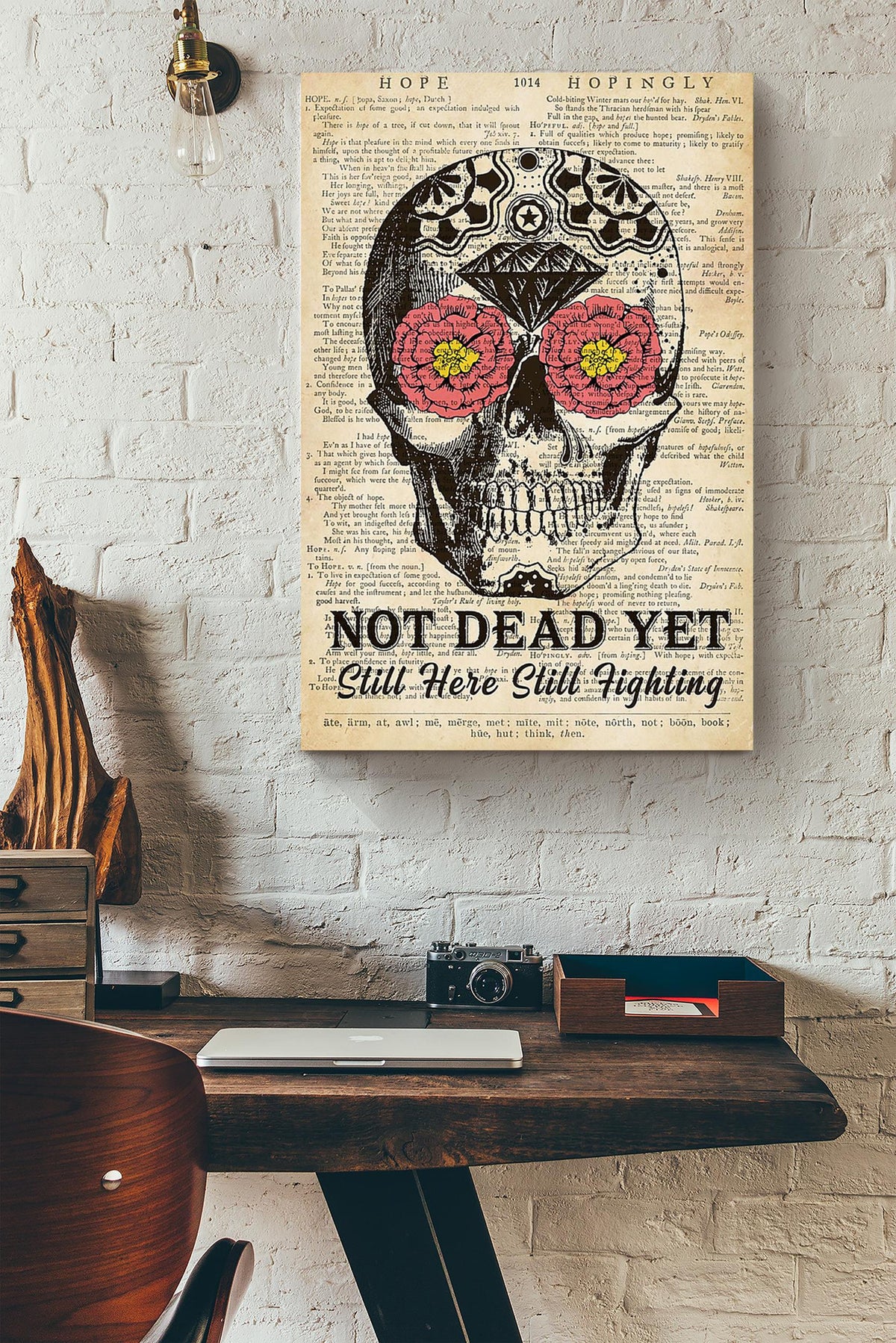 Not Dead Yet Still Here Still Fighting Motivation Wall Art Gift For Home Decor Halloween Decorations Canvas Framed Prints, Canvas