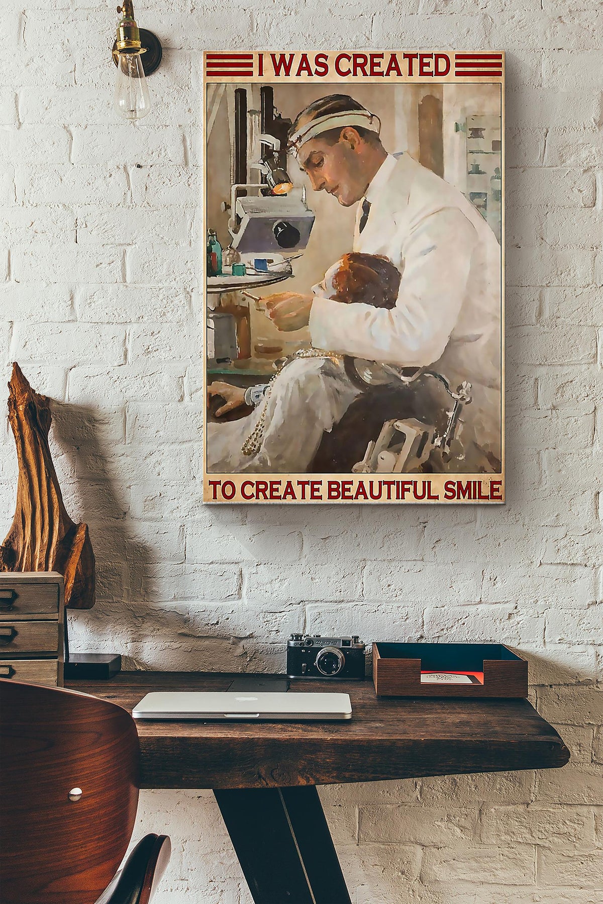 I Was Created To Create Beautiful Smile Dentist Doctor Poster Canvas Gallery Wrapped Canvas Framed Gift Idea