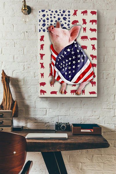 Pig Wears America Flag Gift For You Canvas Gallery Wrapped Canvas Framed Gift Idea