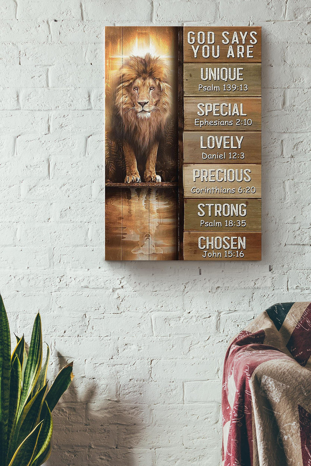 Lion God Says You Are Motivation Quote Wall Art For Home Decor Housewarming Canvas Framed Prints, Canvas