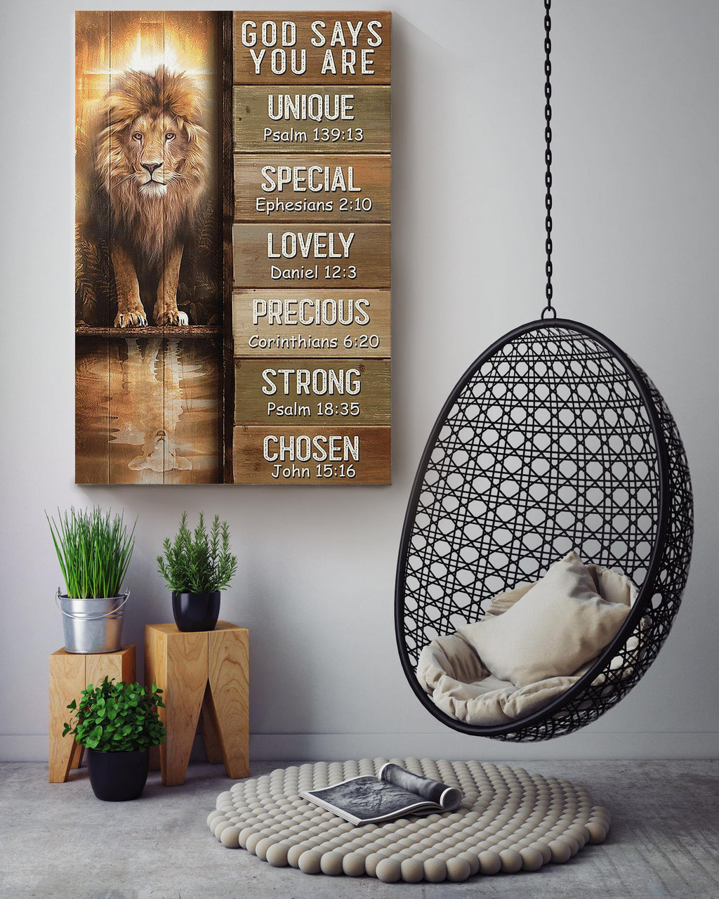 Lion God Says You Are Motivation Quote Wall Art For Home Decor Housewarming Canvas Framed Prints, Canvas