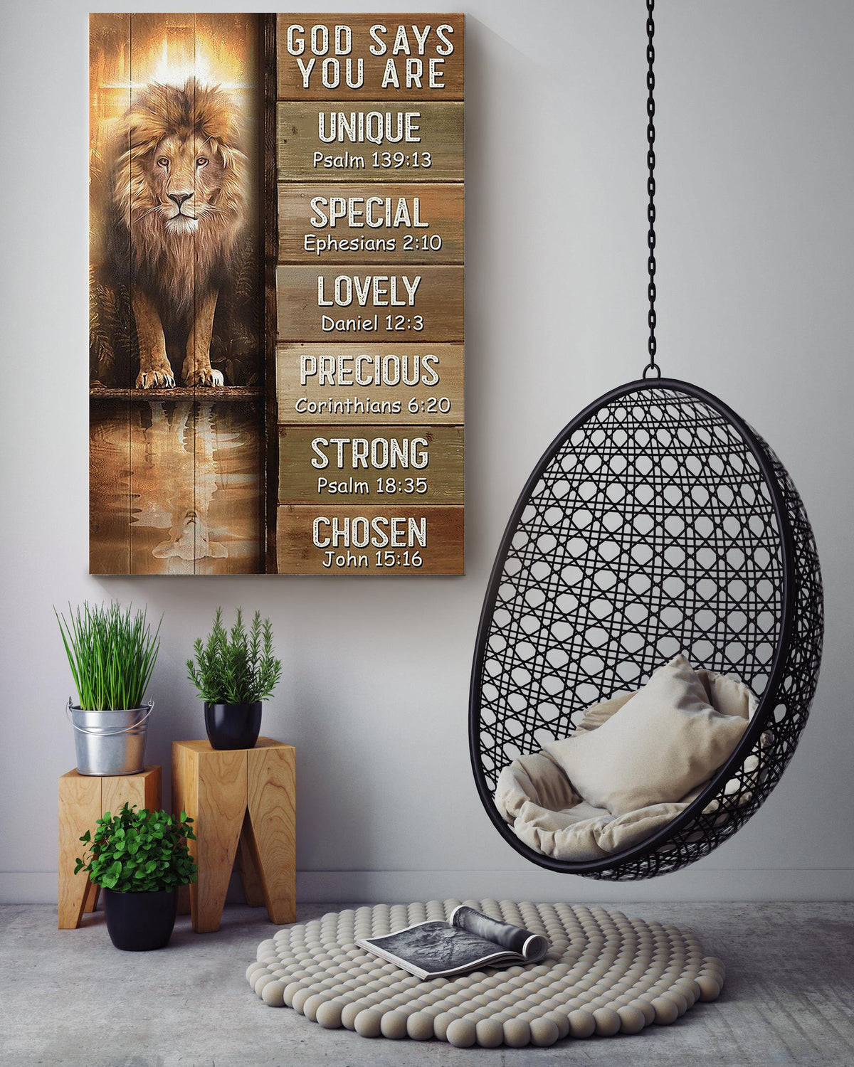 Lion God Says You Are Motivation Quote Wall Art For Home Decor Housewarming Canvas Framed Prints, Canvas