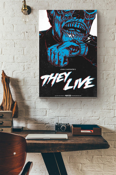 John Carpenters They Live Scary Skull Poster Wall Art Canvas Gallery Wrapped Canvas Framed Gift Idea Framed Prints, Canvas