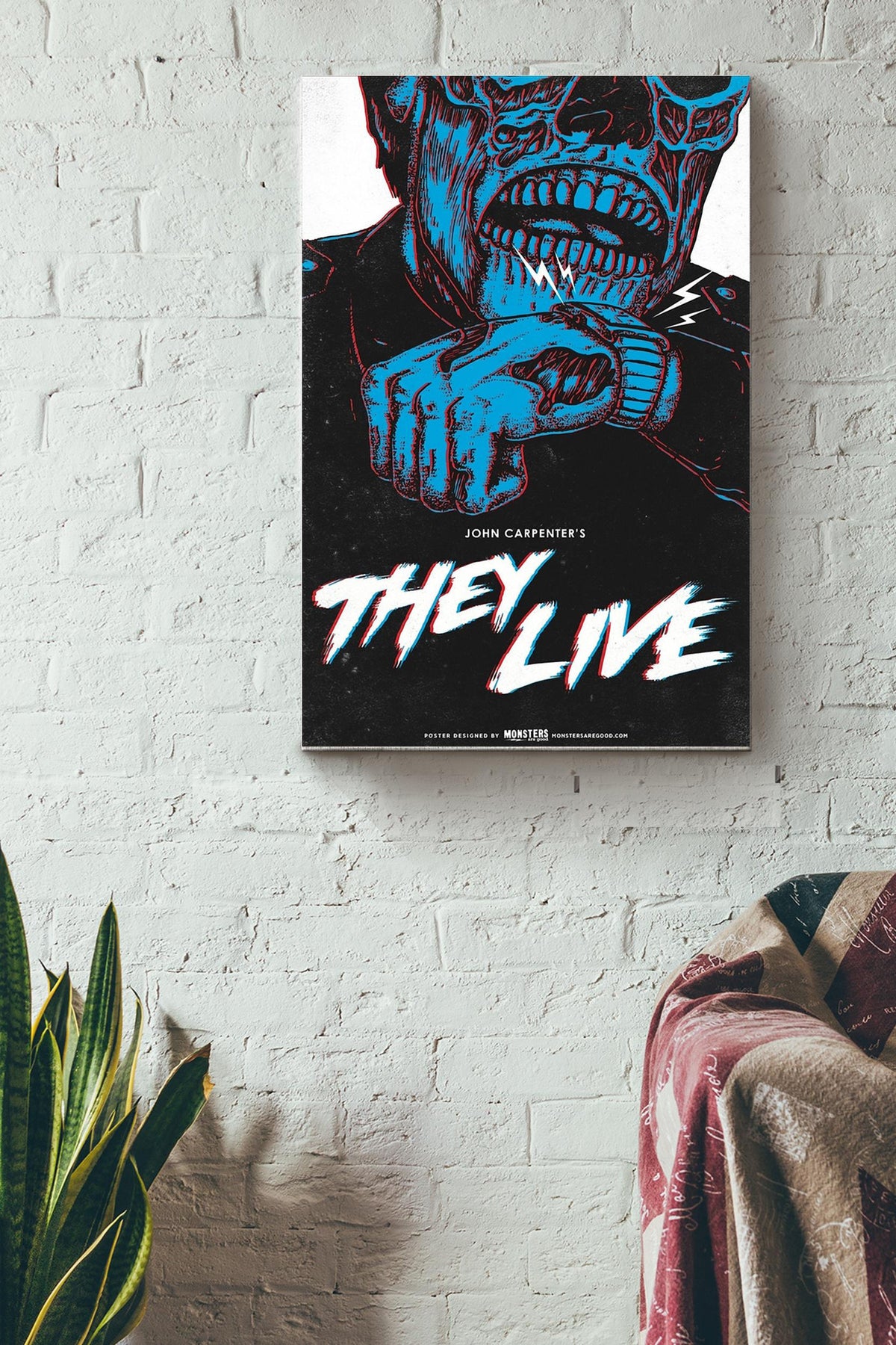 John Carpenters They Live Scary Skull Poster Wall Art Canvas Gallery Wrapped Canvas Framed Gift Idea Framed Prints, Canvas