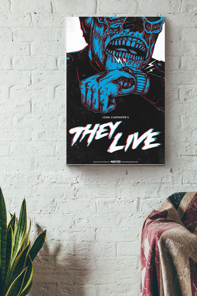 John Carpenters They Live Scary Skull Poster Wall Art Canvas Gallery Wrapped Canvas Framed Gift Idea Framed Prints, Canvas