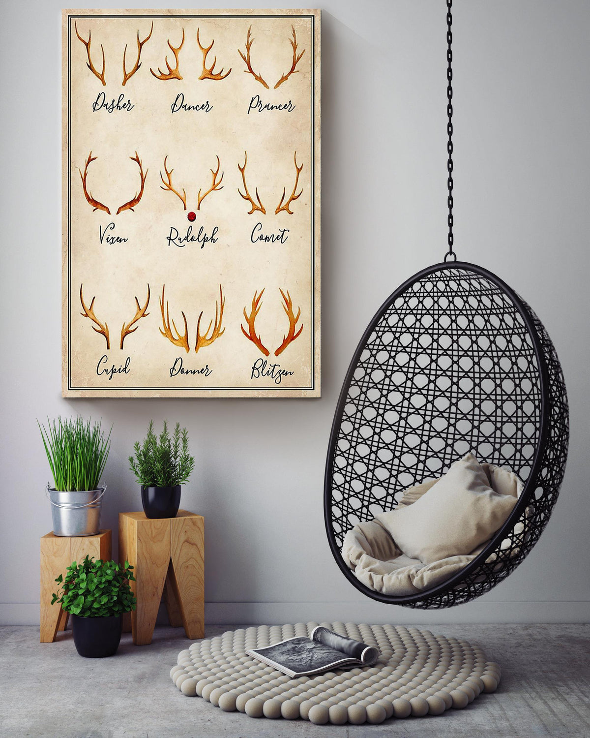 Santa Clause's Reindeer Rudolph The Red Nosed Fairy Tales Story For Child Kids In Christmas Canvas