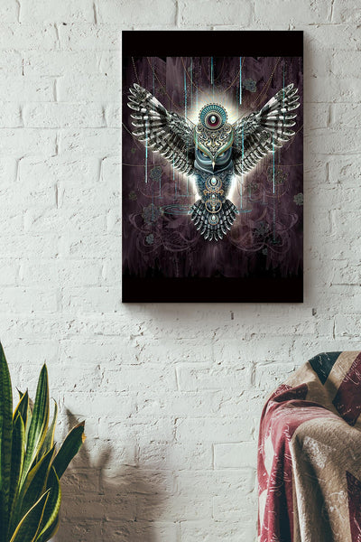Owl Spirit Symbol Cool Wall Art Gift For Housewarming Home Decor Canvas Framed Prints, Canvas