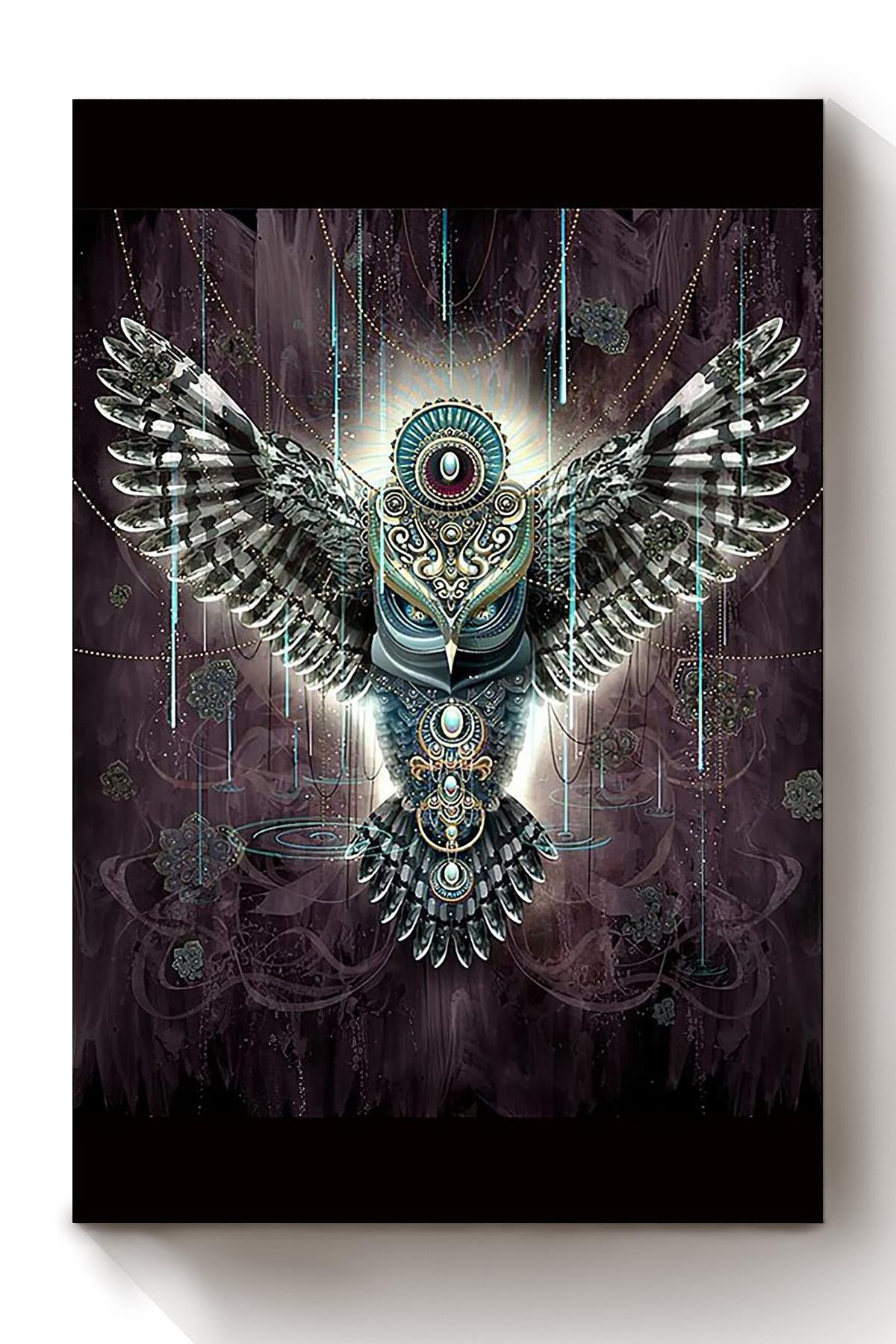 Owl Spirit Symbol Cool Wall Art Gift For Housewarming Home Decor Canvas Framed Prints, Canvas