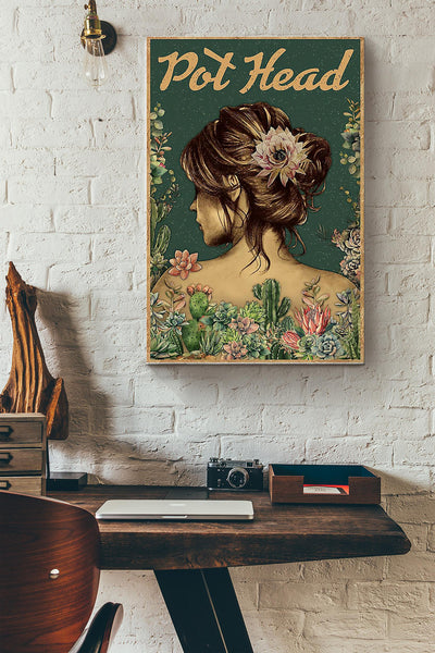 Pot Head Gardening Canvas Gallery Wrapped Canvas Framed Gift Idea
