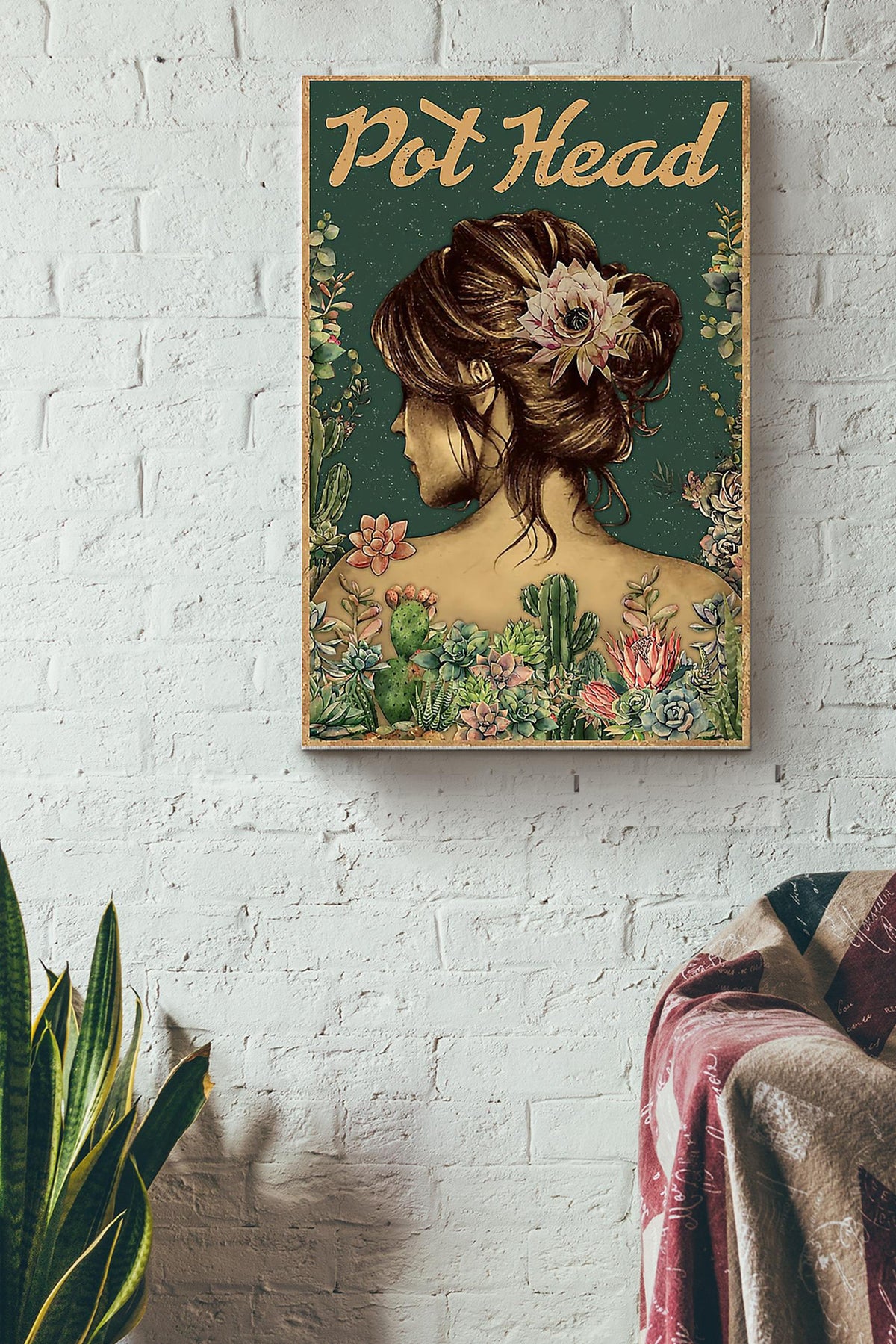Pot Head Gardening Canvas Gallery Wrapped Canvas Framed Gift Idea