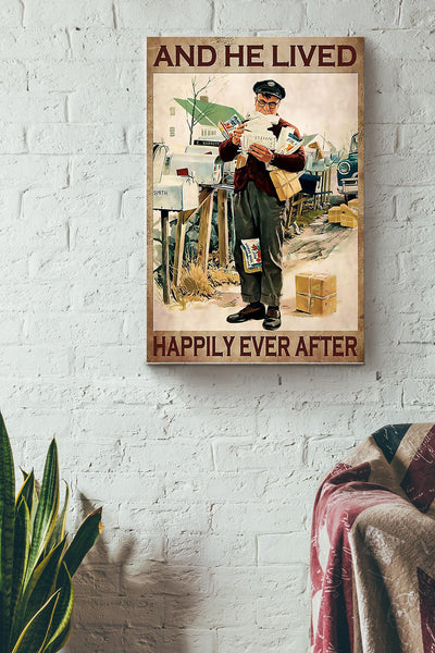 Postman Lived Happily Ever After Poster Canvas Gallery Wrapped Canvas Framed Gift Idea