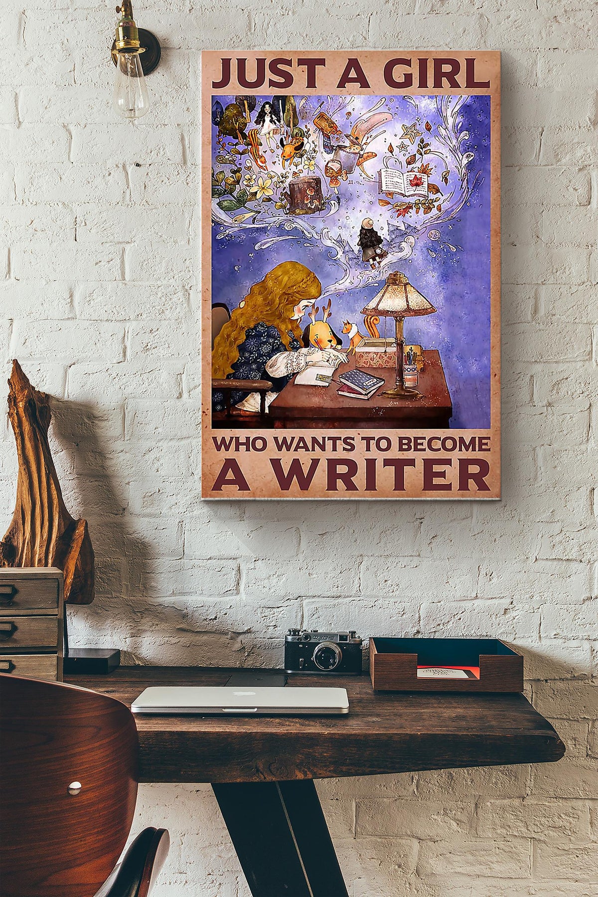 Just A Girl Who Wants To Become A Writer Canvas Gallery Wrapped Canvas Framed Gift Idea