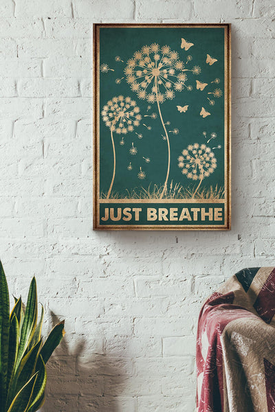 Just Breath Floral Wall Art Gift For Florist Flower Shop Farmhouse Decor Housewarming Canvas Framed Prints, Canvas