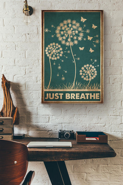 Just Breath Floral Wall Art Gift For Florist Flower Shop Farmhouse Decor Housewarming Canvas Framed Prints, Canvas