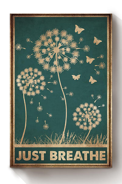 Just Breath Floral Wall Art Gift For Florist Flower Shop Farmhouse Decor Housewarming Canvas Framed Prints, Canvas