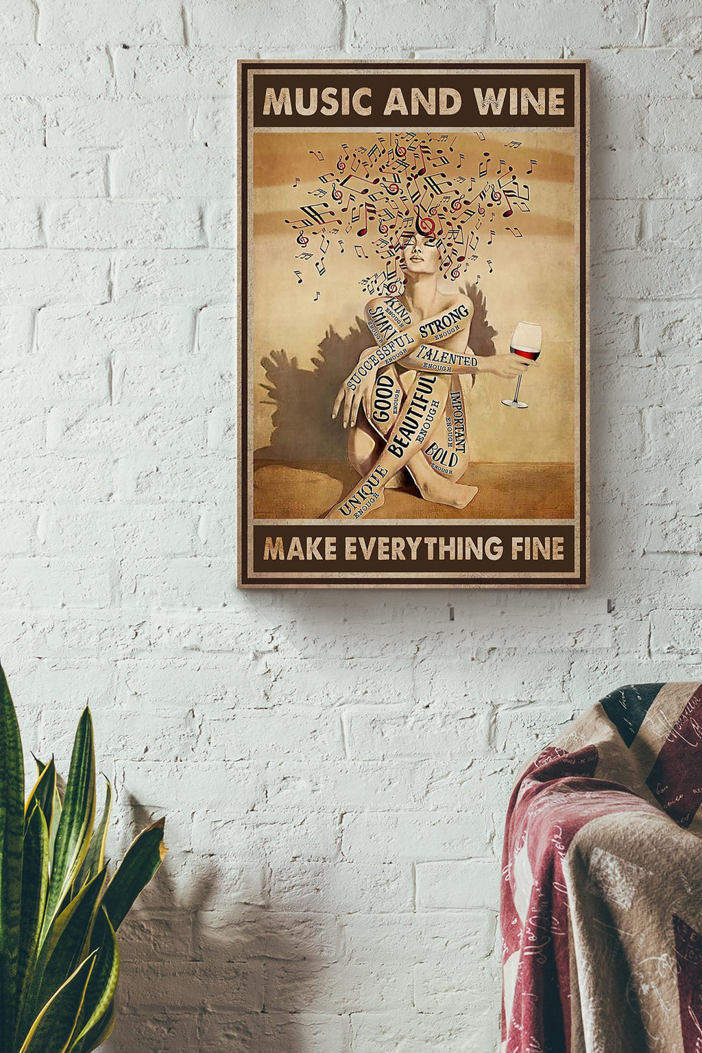 Music Poster Music And Wine Make Everything Fine Music Classical Music Wall Decor Girl Loves Music Prints Wine Lovers Canvas