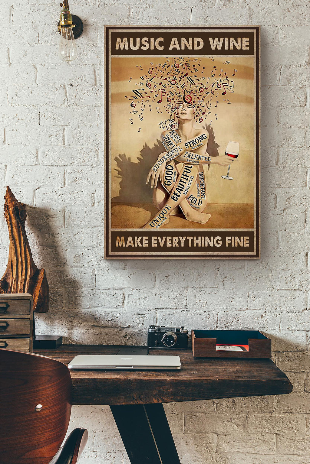 Music Poster Music And Wine Make Everything Fine Music Classical Music Wall Decor Girl Loves Music Prints Wine Lovers Canvas