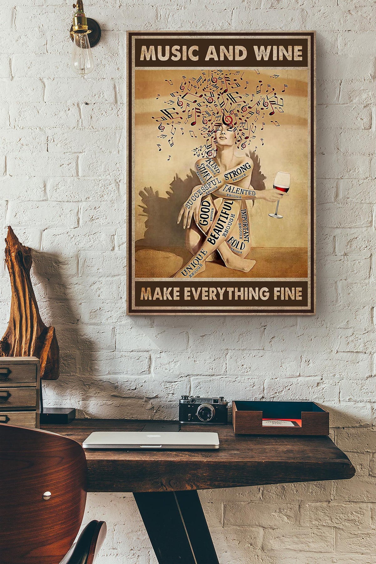 Music Poster Music And Wine Make Everything Fine Music Classical Music Wall Decor Girl Loves Music Prints Wine Lovers Canvas