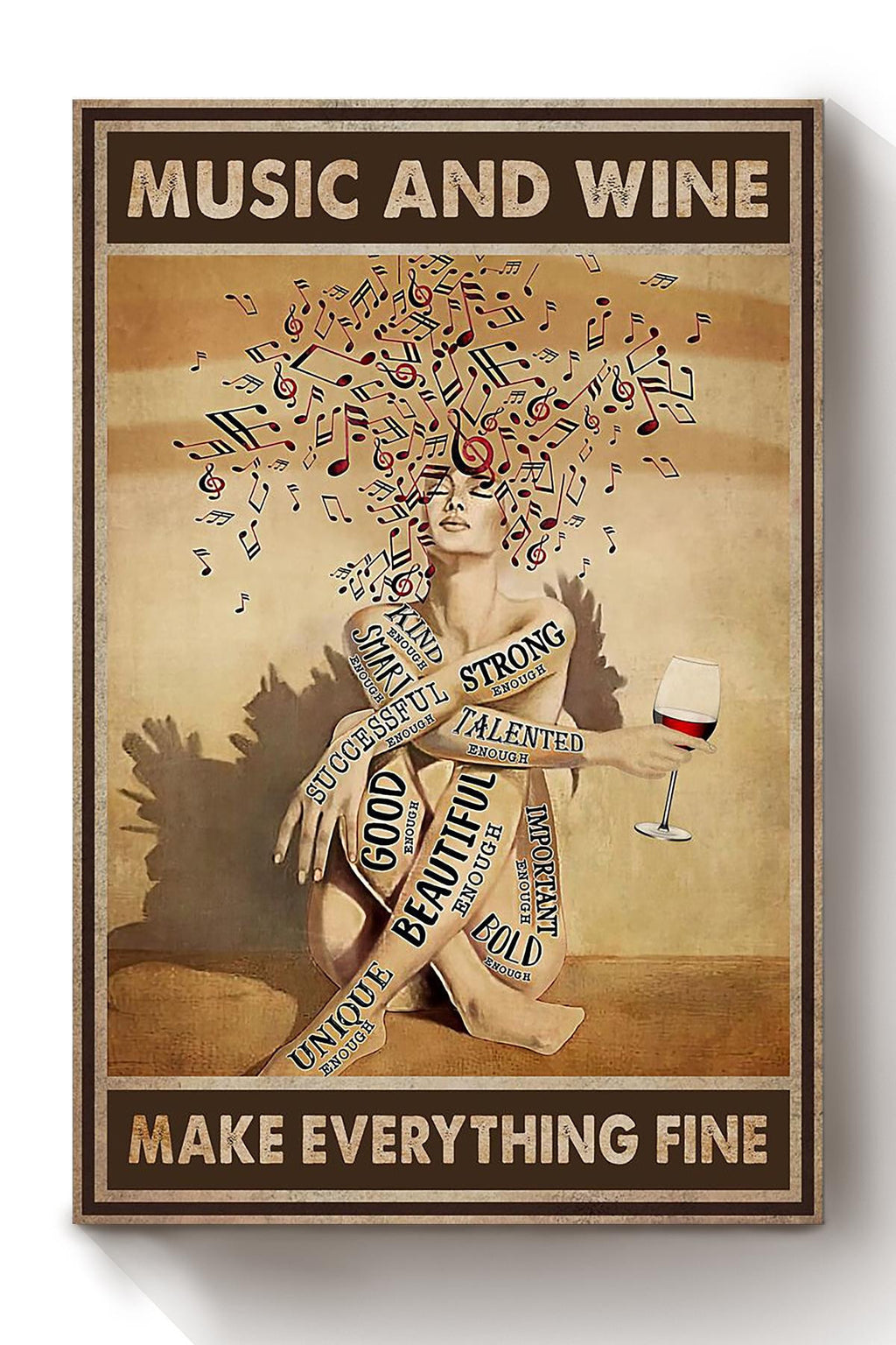 Music Poster Music And Wine Make Everything Fine Music Classical Music Wall Decor Girl Loves Music Prints Wine Lovers Canvas