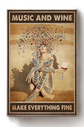 Music Poster Music And Wine Make Everything Fine Music Classical Music Wall Decor Girl Loves Music Prints Wine Lovers Canvas