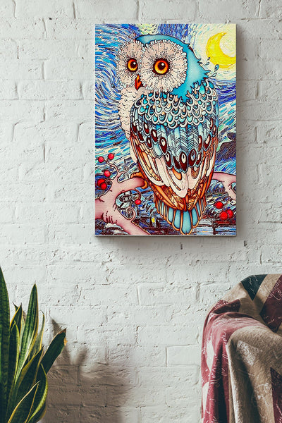 Owl Colorful Poster - Animal Wall Art - Gift For Artist Art Lover Van Goghs Fan Owl Lover Animal Lover Canvas Gallery Wrapped Canvas Framed Gift Idea Framed Prints, Canvas