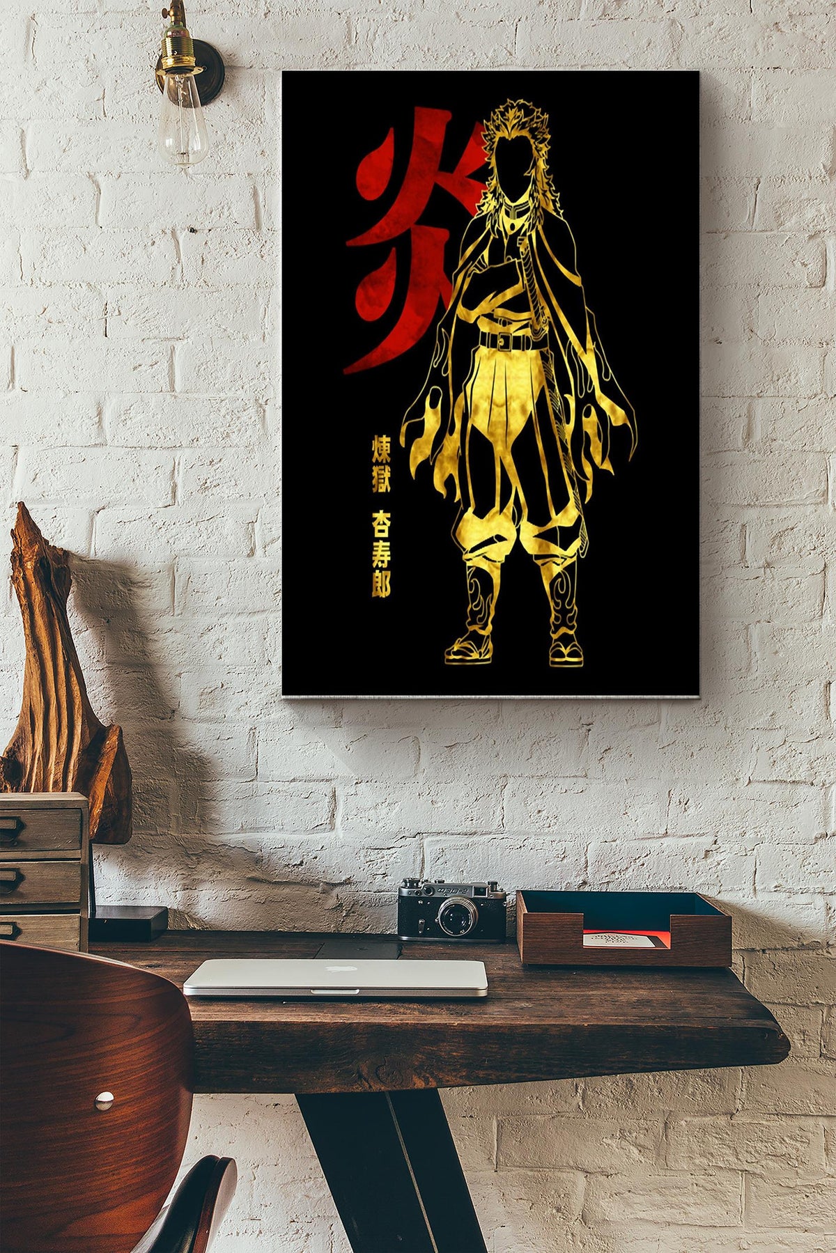 Kyojuro Rengoku Japanese Wall Art Poster Canvas Gallery Wrapped Canvas Framed Gift Idea Framed Prints, Canvas