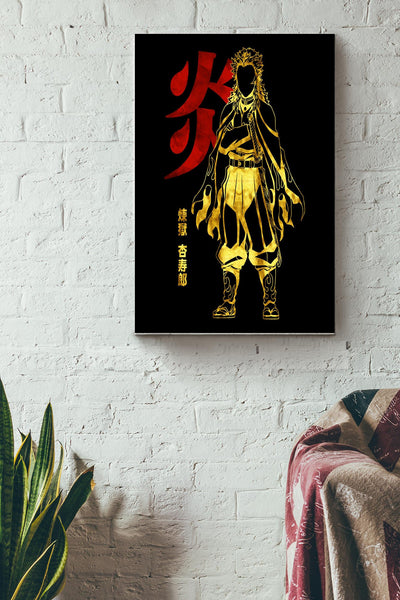 Kyojuro Rengoku Japanese Wall Art Poster Canvas Gallery Wrapped Canvas Framed Gift Idea Framed Prints, Canvas