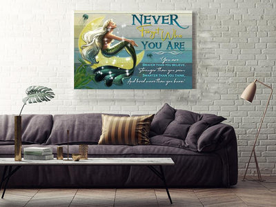 Never Foget Who You Are Mermaid Wall Art Gift For Girl Artist Fantastic Beasts Lover Mermaid Lover Framed Prints, Canvas