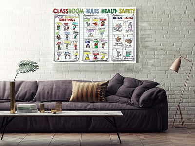 Rules Health Safety Teacher Wall Decor Gift For Students Children