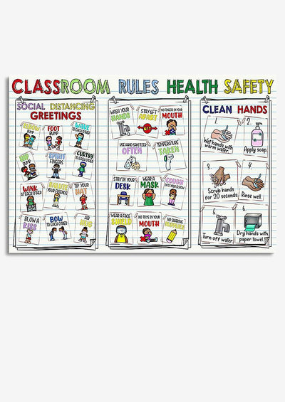Rules Health Safety Teacher Wall Decor Gift For Students Children