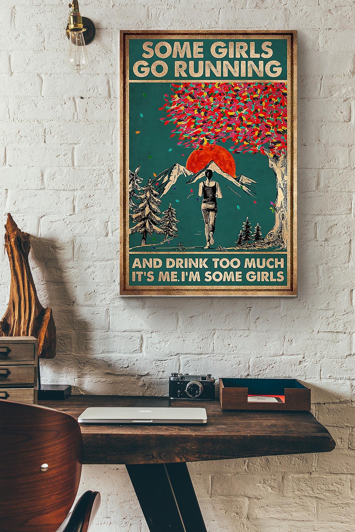 Running - Some Girls Go Running And Drink Too Much Canvas Gallery Wrapped Canvas Framed Gift Idea